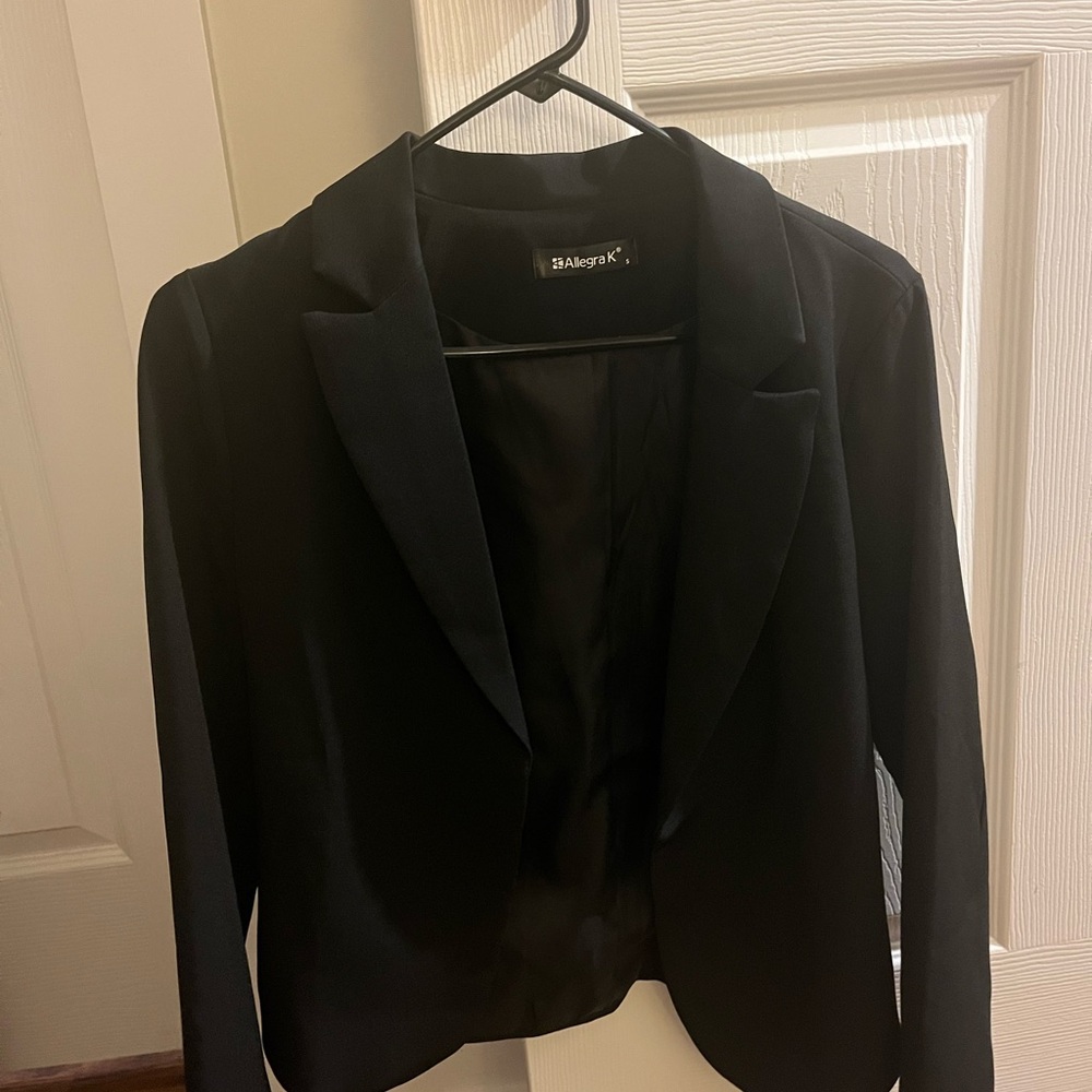Allegra K Black Blazer Tailored Suit Jacket